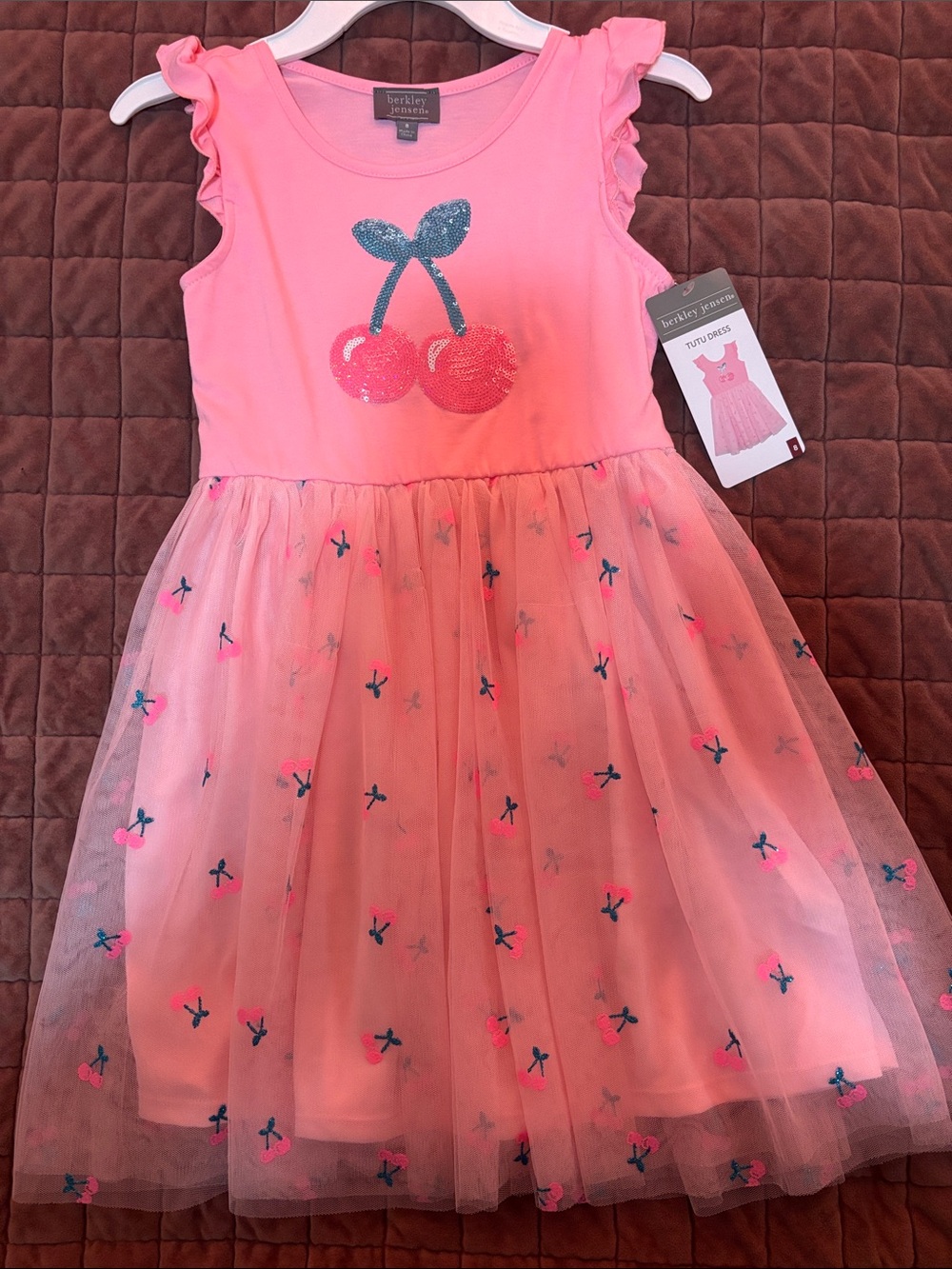 Pink Cherry Tulle Kids Dress